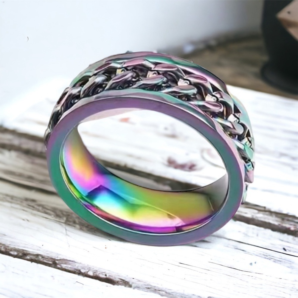 SOLD Men's Size 10 Chain Band Ring - Picture 2 of 8